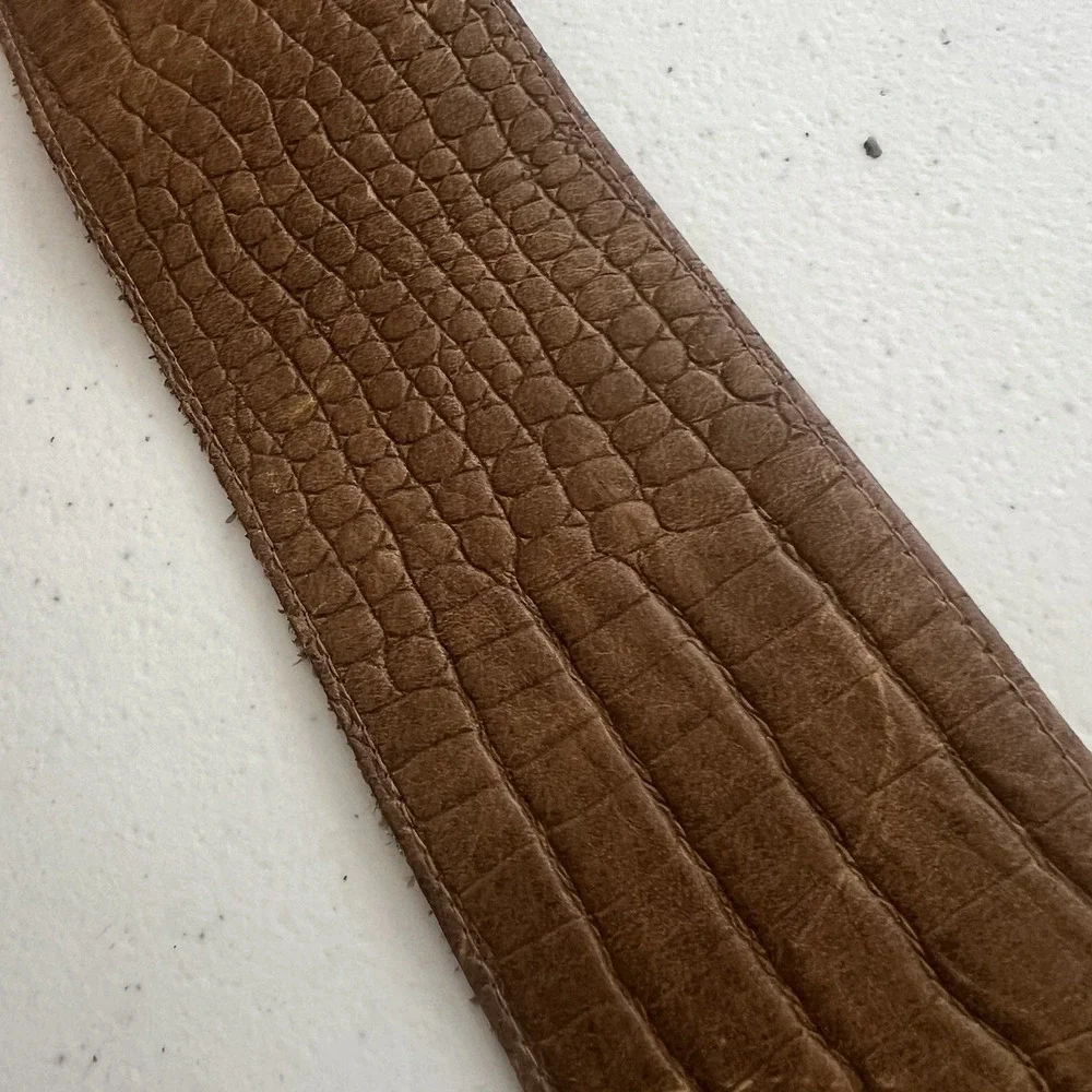Vintage Ruza Croc Embossed Leather Wide Belt Leopard Strap Women 38